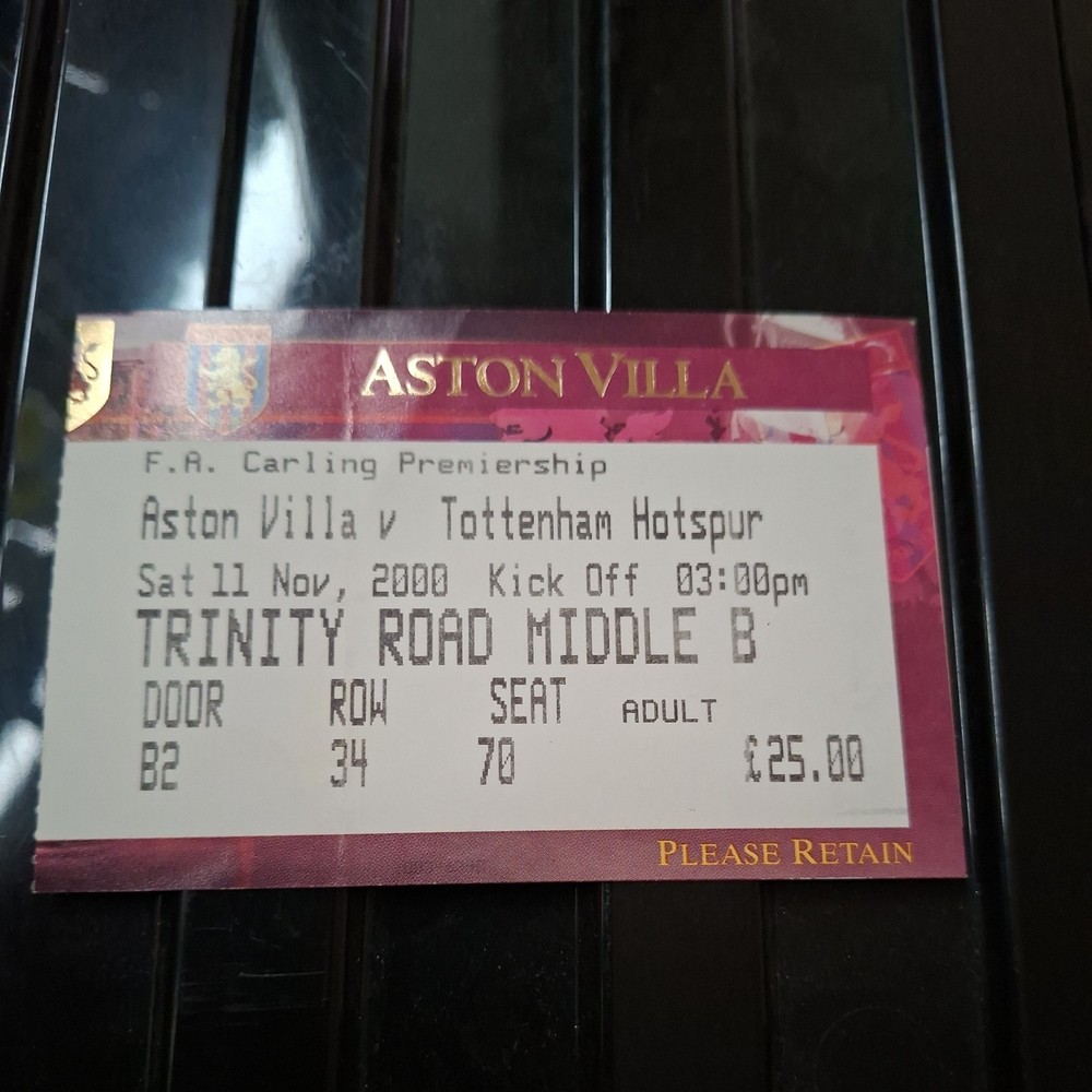 11/11/2000 Aston Villa v Tottenham Ticket