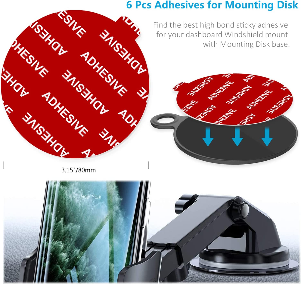 Dashboard Pad Mounting Disk Sticky Adhesive Replacement Kit, 6Pcs 3.15"(80Mm) Ci
