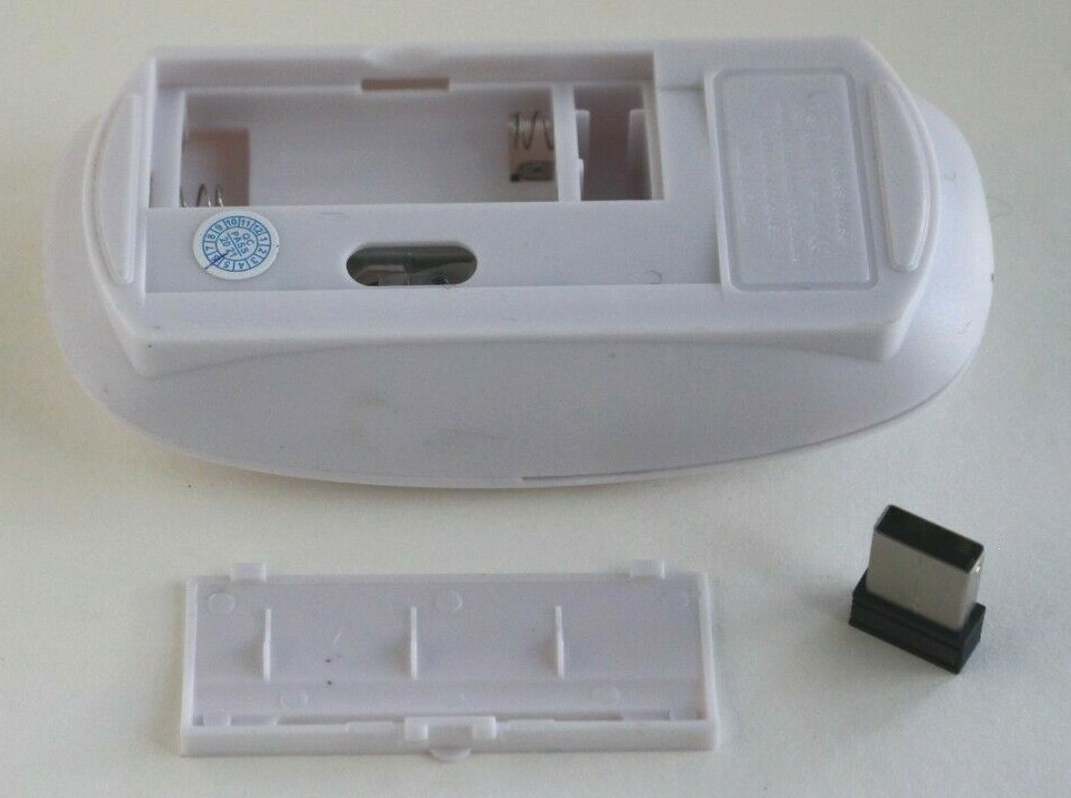 Computer Mouse Wireless Scroll Wheel White, Red LED USB Dongle for Laptop PC Mac