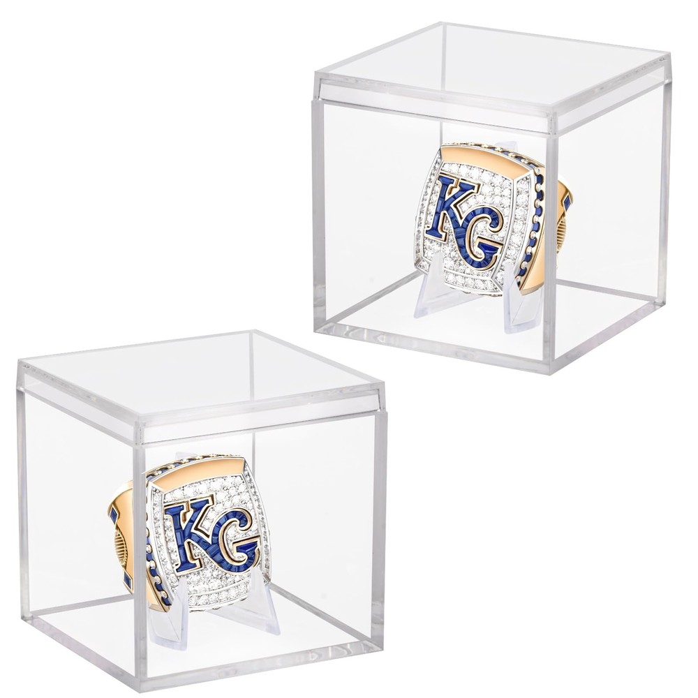 2 Pack Clear Acrylic Championship Ring Display Case, 2-Pack,