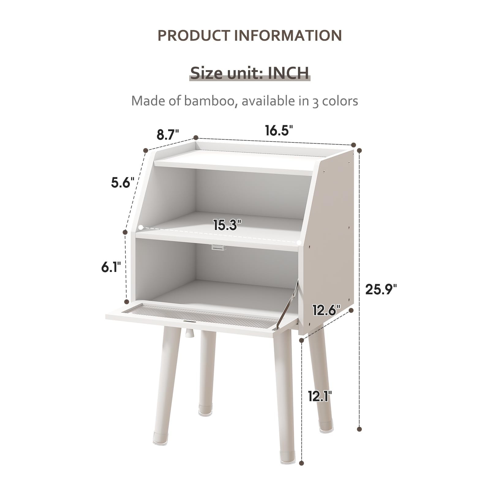 Mid Century Modern Nightstand Side Table End Table Bedside Table 2-Layer Stor...