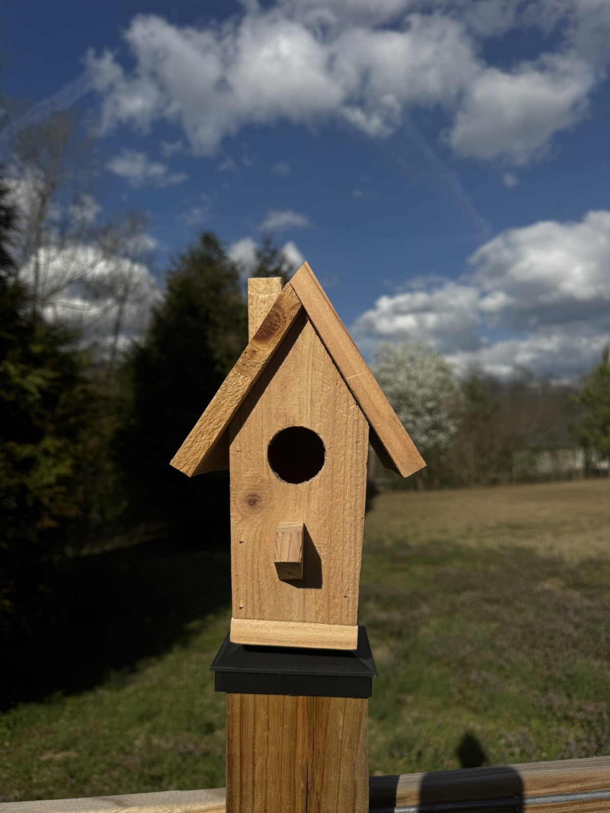 Handmade Cedar Birdhouse w/ Chimney Rustic Outdoor Wren Chickadee Nest Box