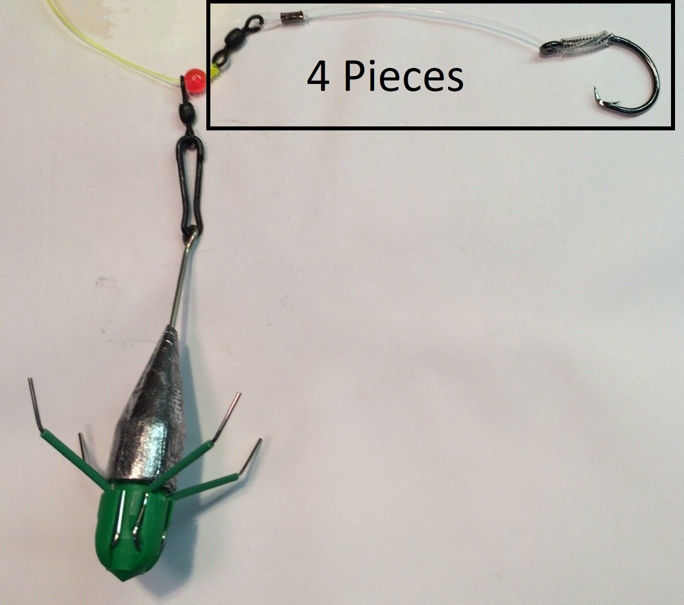 4 Pieces Heavy Duty Hatteras Style Drum Rig OBX Fish Finder Rig Red Drum 1/0 9/0