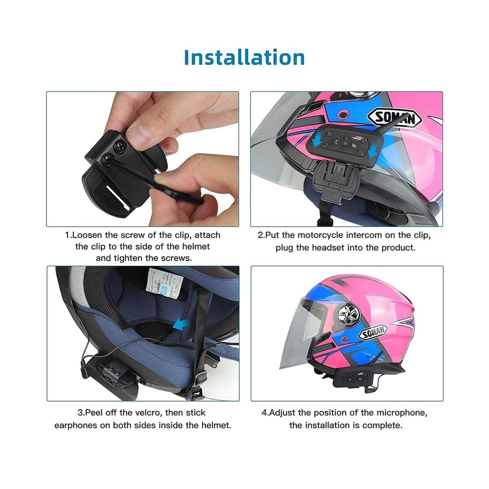 EJEAS Vnetphone V6 Motorcycle Bluetooth Headset, 2 Riders Intercom Bluetooth ...