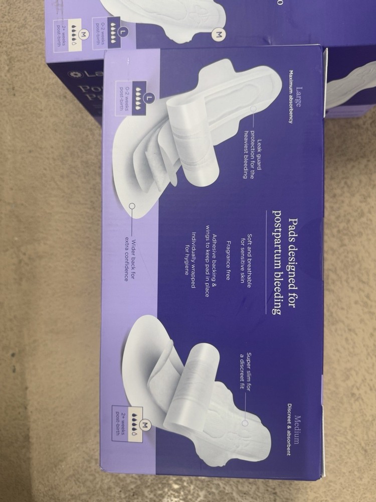 3 Boxes Lansinoh Postpartum Maxi Pads Bundle 40 Count, Heavy Absorbency 2 Sizes