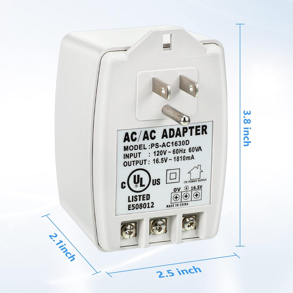 1 Pack 16V 30VA AC Plug in Ring Doorbell Transformer Compatible with Ring, Nest,