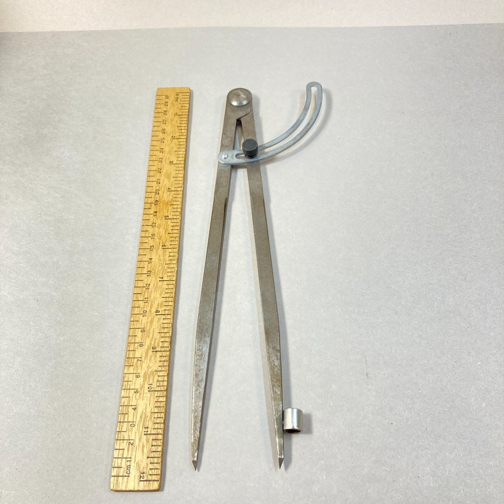 Vintage Wing Divider Compass Adjustable Hinged Joint 11" Flat Leg