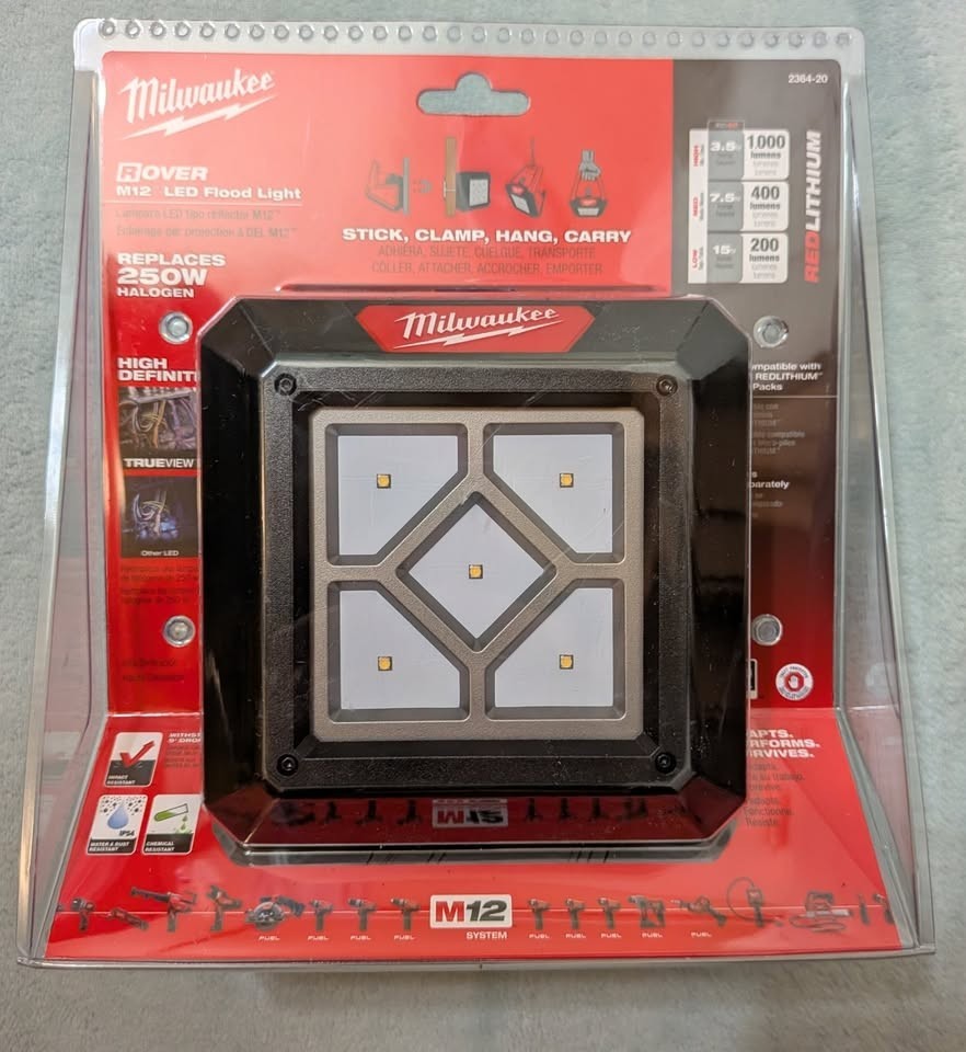 Milwaukee 2364-20 M12 250W High Definition Compact Halogen Rover Flood Light NEW