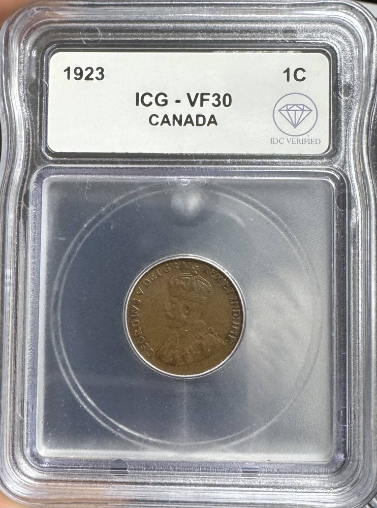 1923 CENT ICG VF-30 IDC Verified
