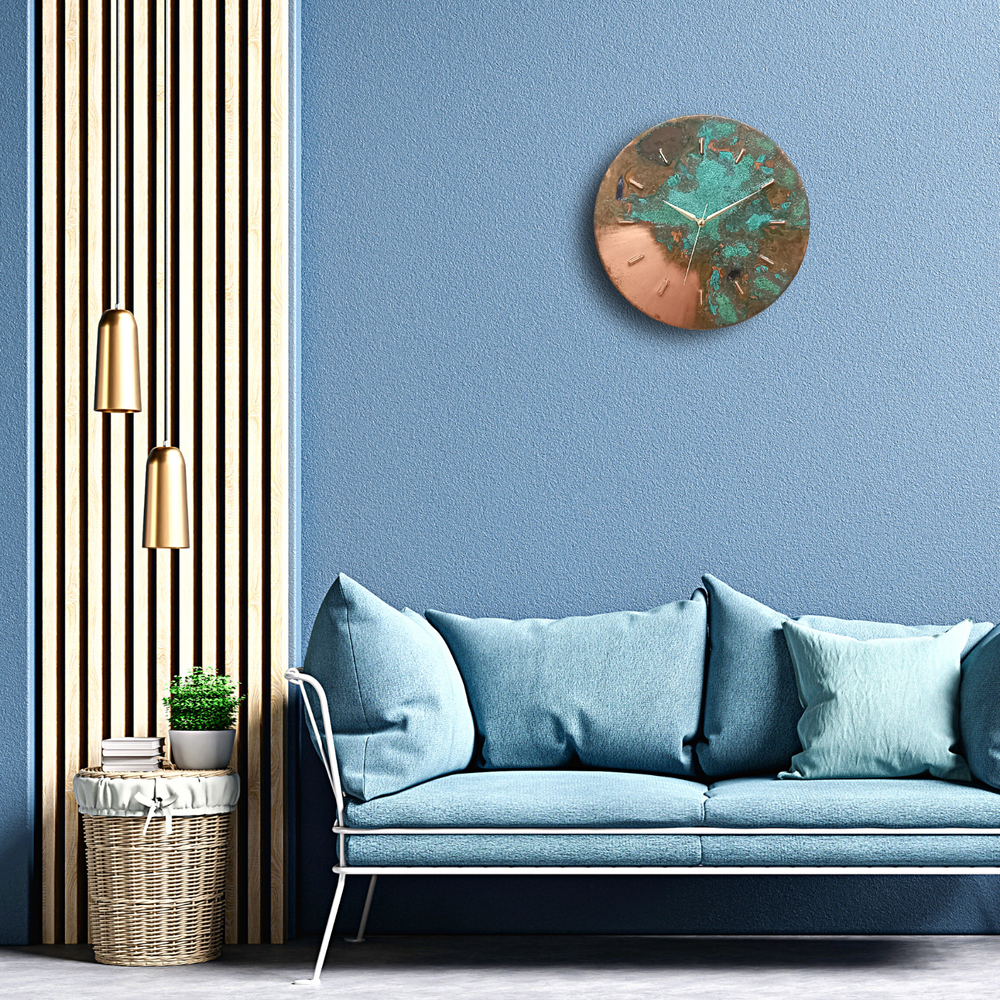 Mid Century Modern Silent Wall Clock, Handmade Original Copper Wall Decor