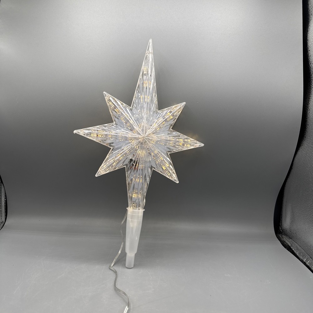 Christmas Tree Topper 13”Plastic Star with Warm White Lights