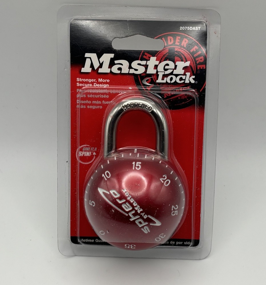 MASTER LOCK 2075DAST SPHERO Spin Combination RED Padlock NEW SEALED