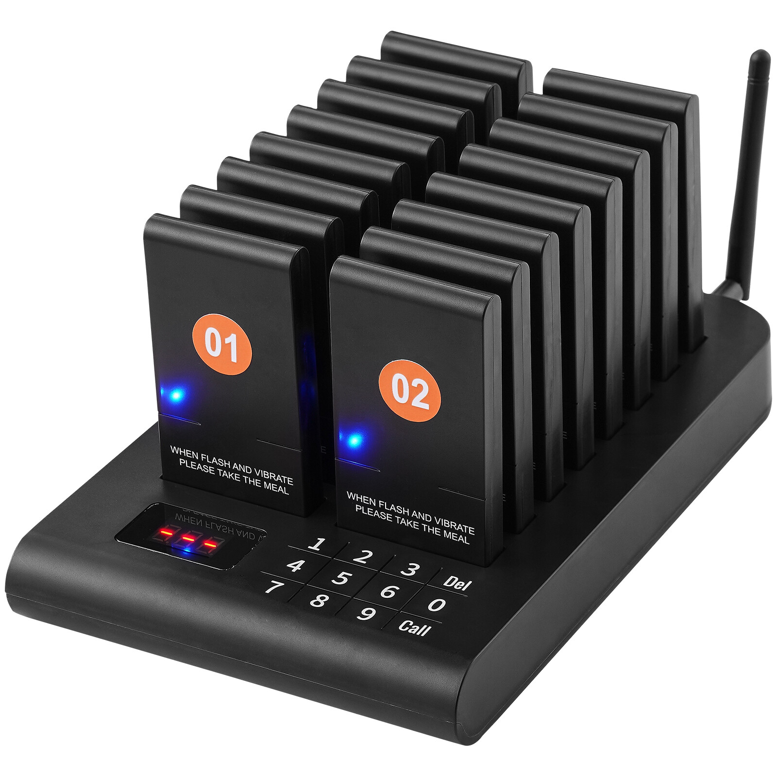 Restaurant Pager System 16 Beepers Wireless Guest Paging Queuing Touch Control