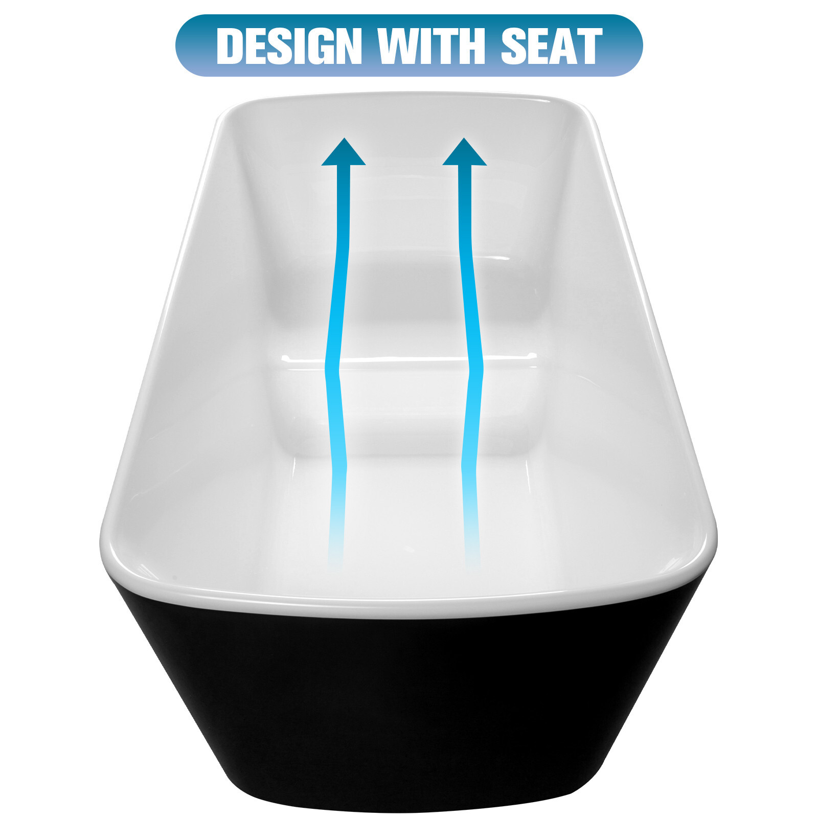 49" Freestanding Bathtub with Integrated Seat, Acrylic Stand Alone Soaking Tub