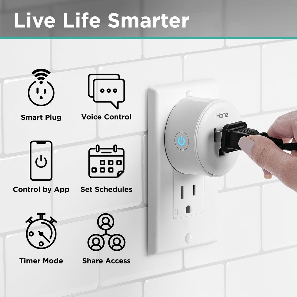 Smart Plug 10A, Works with Alexa & Google Home, App Control, Single Pack, White