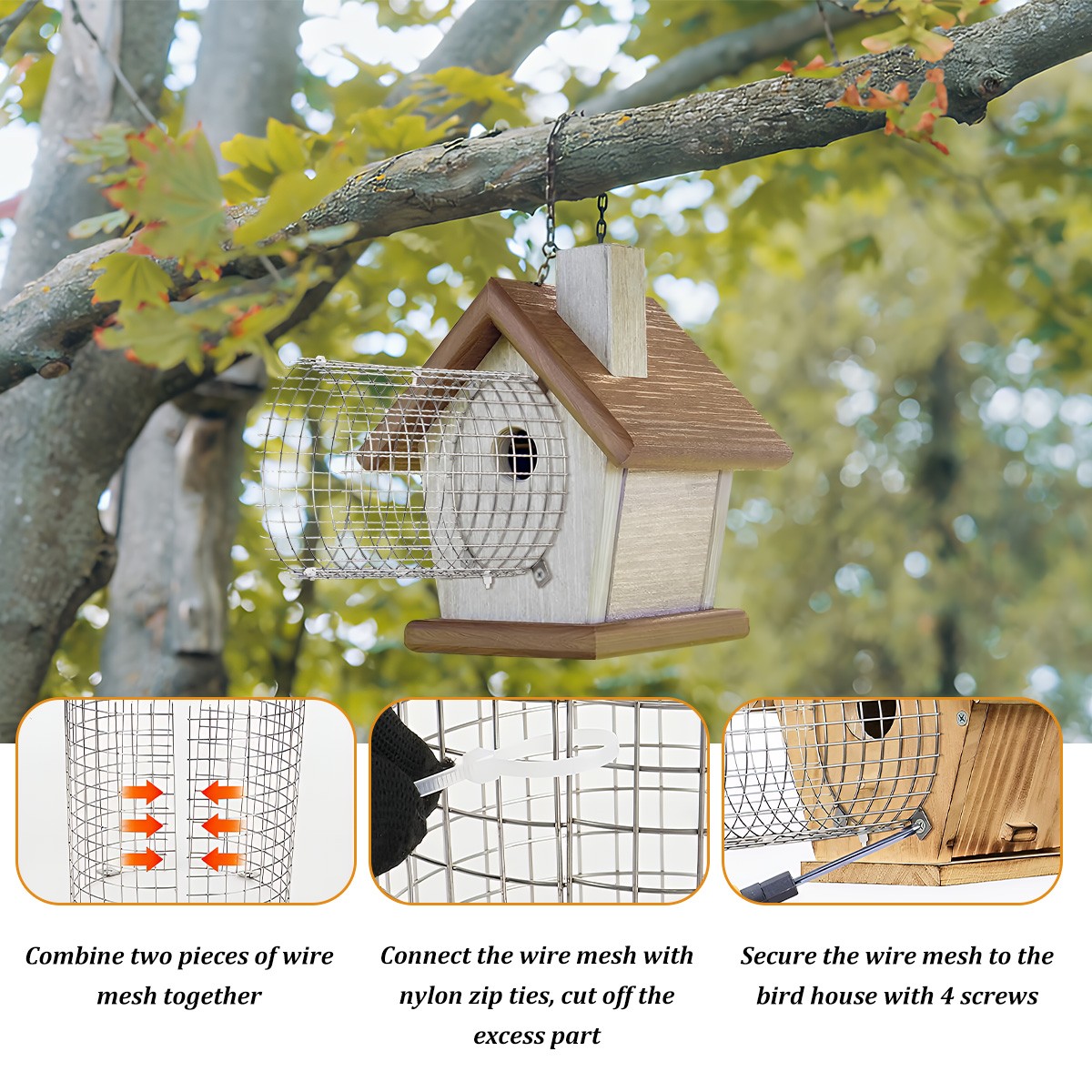 2Pcs Bluebird House Predator Guards Strong Metal Wire Birdhouse Entrance Protect