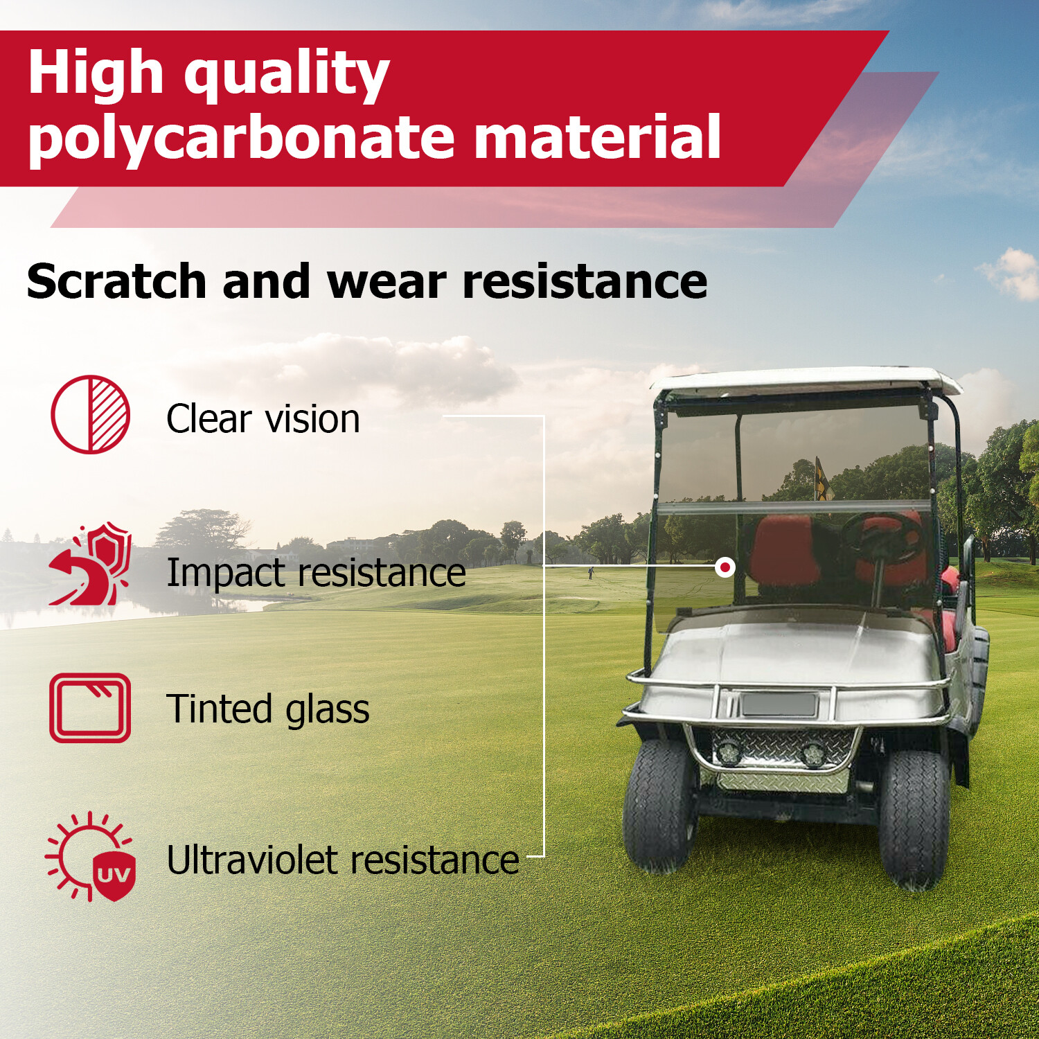 Folding Golf Cart Tinted Windshield Windscreen For EZGO TXT 1994-2013 2014