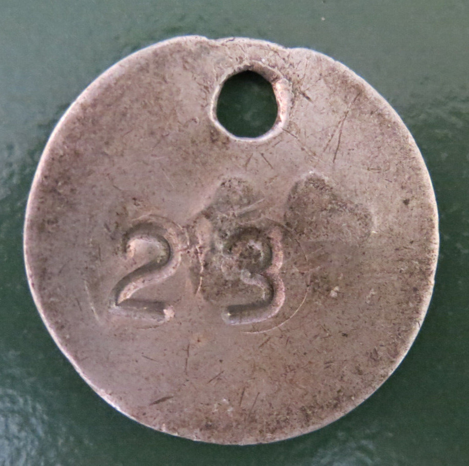 GRIMETHORPE Colliery Pit Check Tally - marked GRIMETHORPE COLLIERY 23
