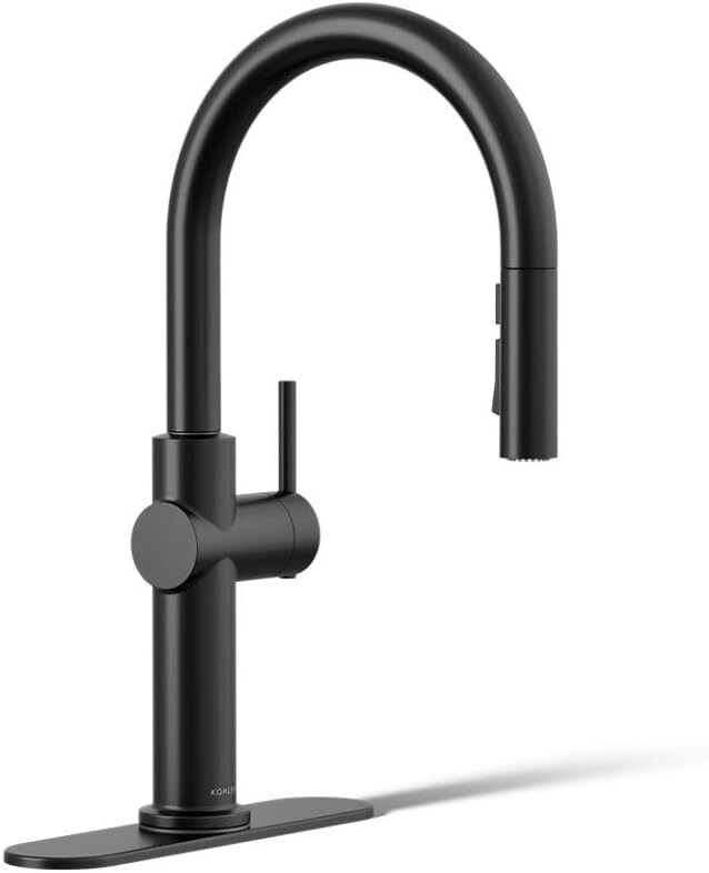 Kohler K-22972-BL Crue Pull Down Kitchen Faucet w/ 3-Function Spray Matte Black