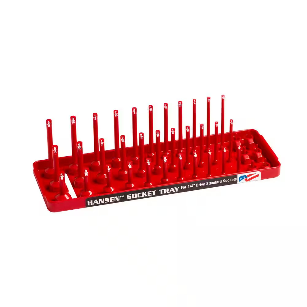 Standard Regular Semi-Deep Deep Socket Holder in Red 1/4 In. Drive