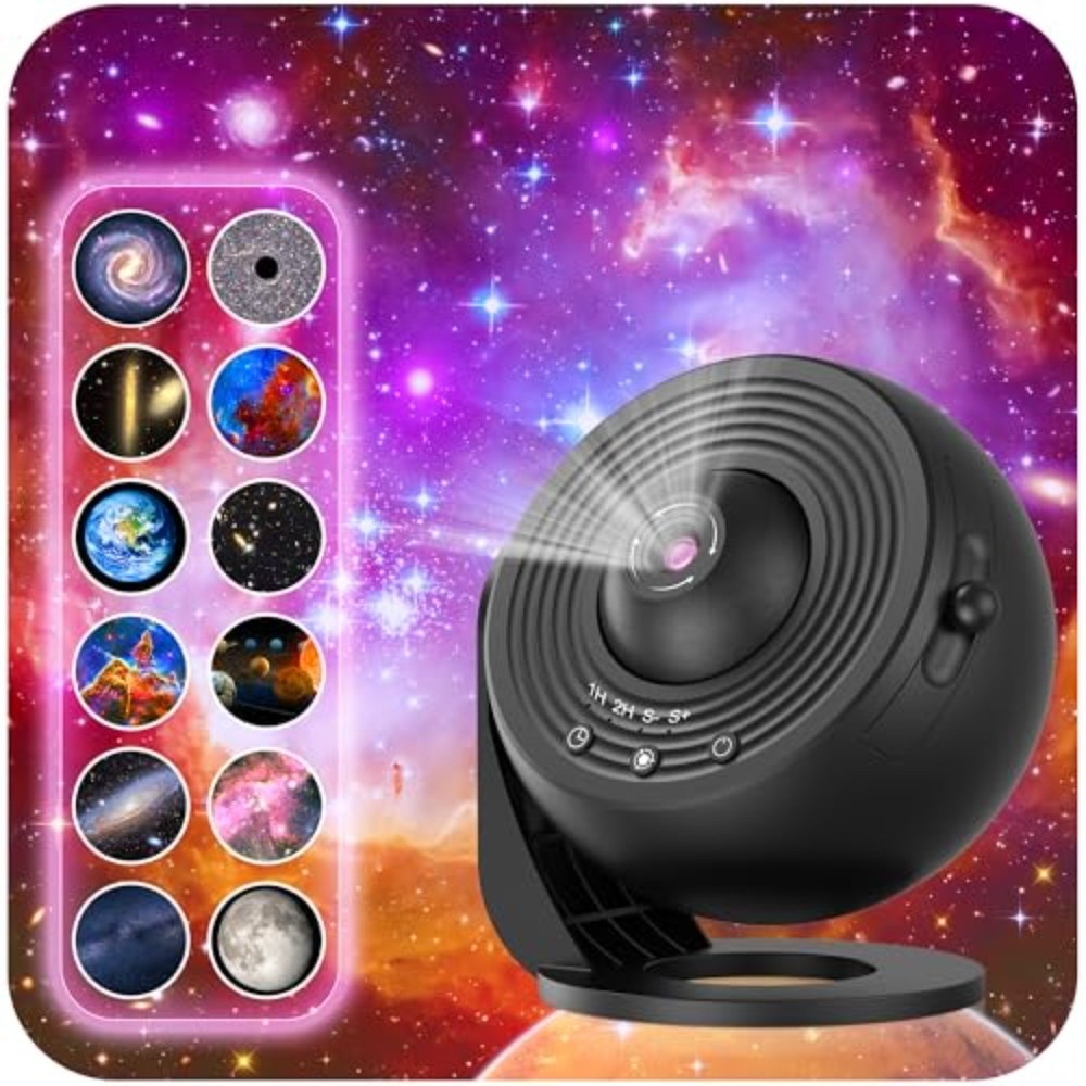 Galaxy Projector for Bedroom, , 360° Rotating 1/2h Timer Simple 3-Button Control