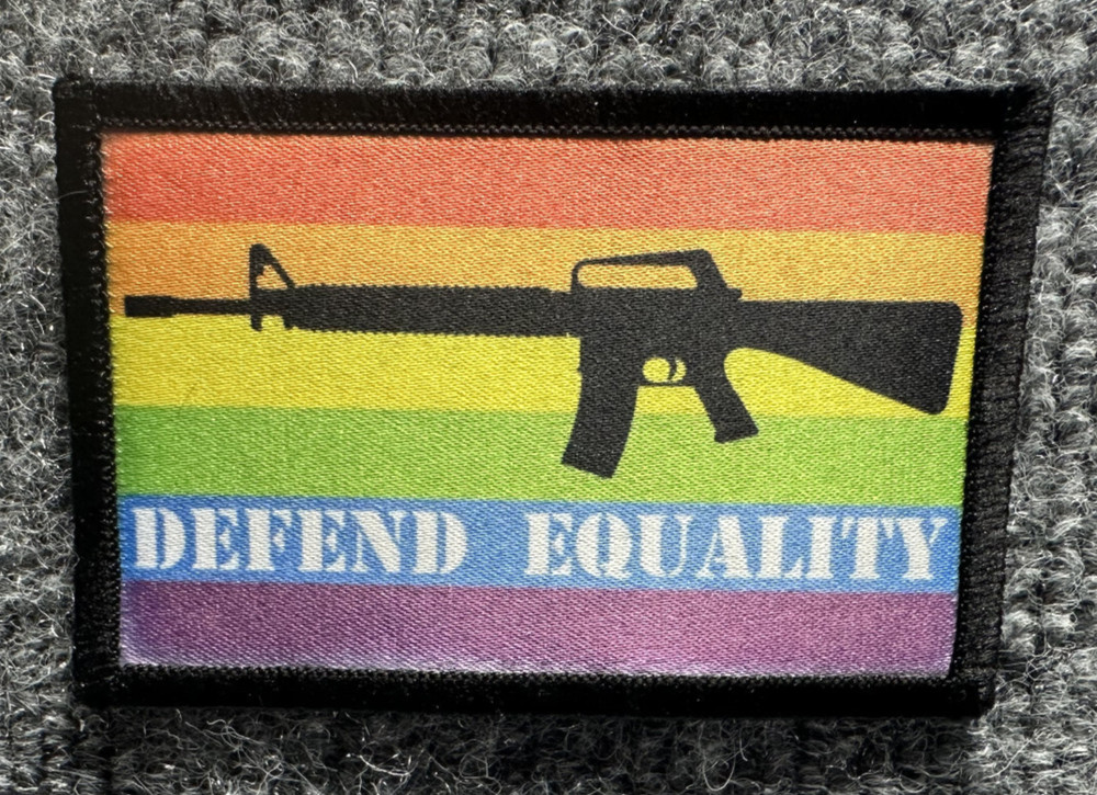 "Defend Equality" Morale Patch Hook & Loop Rainbow Pride Flag 2nd Amendment