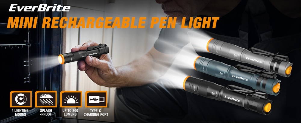 Mini Pen Light, Rechargeable Pocket Pen Flashlight with USB C Cable 4 Light Mode