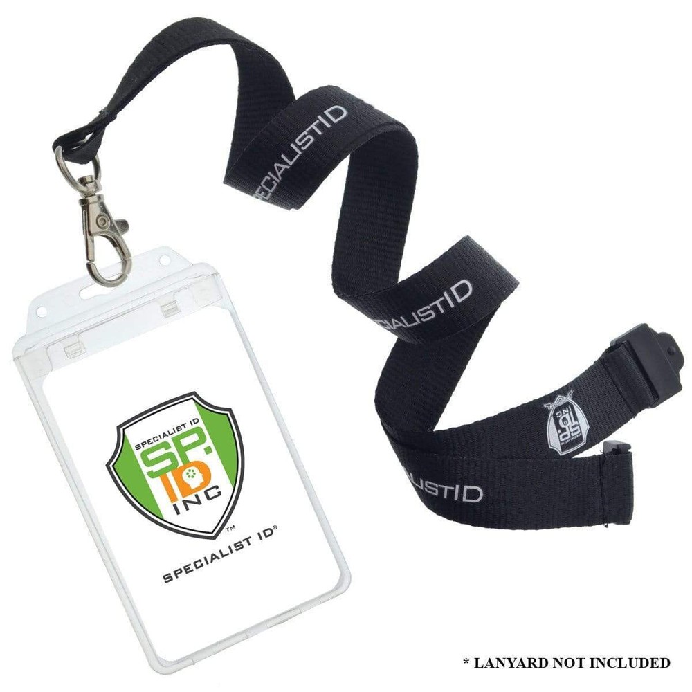 Specialist ID Permanent Locking Hard Plastic Badge Holder - Clear & Vertical