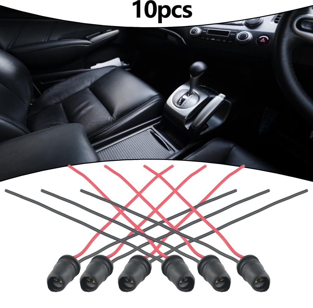 10pcs Black Rubber Car Auto Light Bulb Round Socket Lamp Holder Base Connector