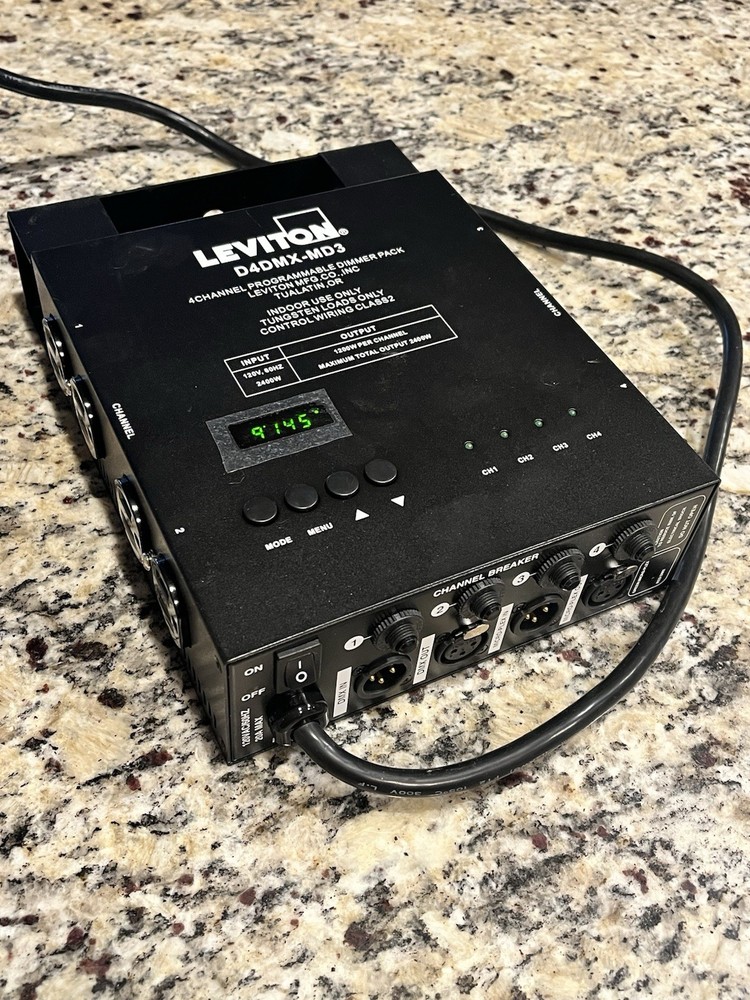 Leviton D4DMX-MD3 4-Channel Programmable Dimmer Pack