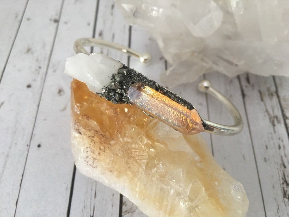 Chakra Cuff, Sacrel Chakra bangle, Raw stone, Reiki Healing