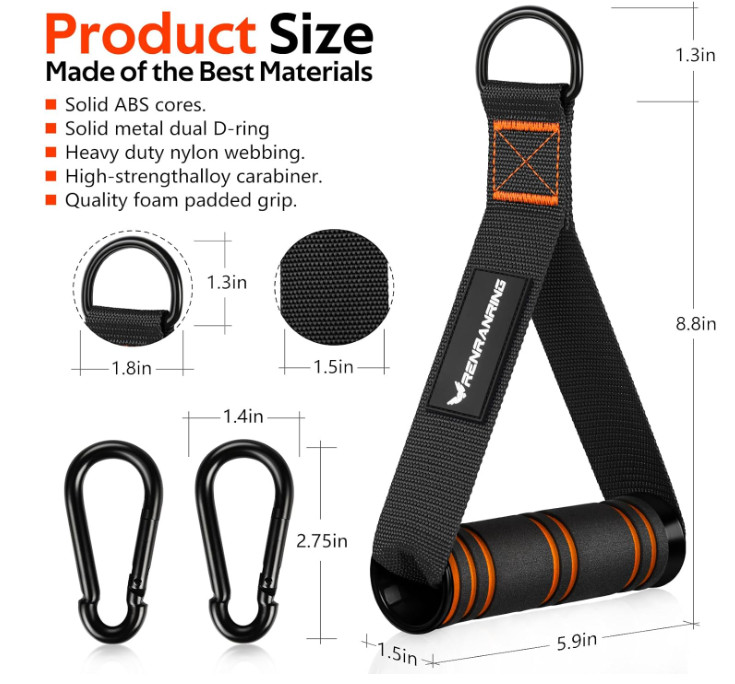 Gym Exercise Handles - Replacement Attachments for Cable Machine & Bands