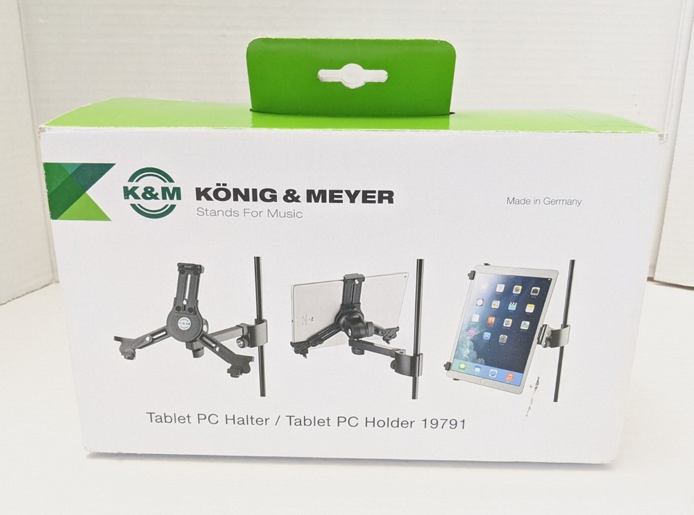 K&M 19791 Universal Tablet PC Holder - Clamp On (Black)