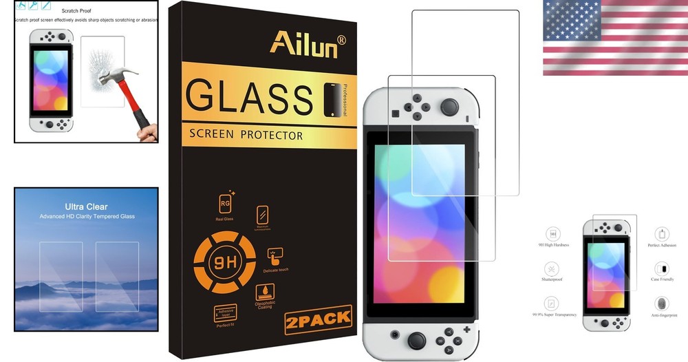 4-Pack Tempered Glass Screen Protector for Nintendo Switch OLED 2021 w/ Alignmen