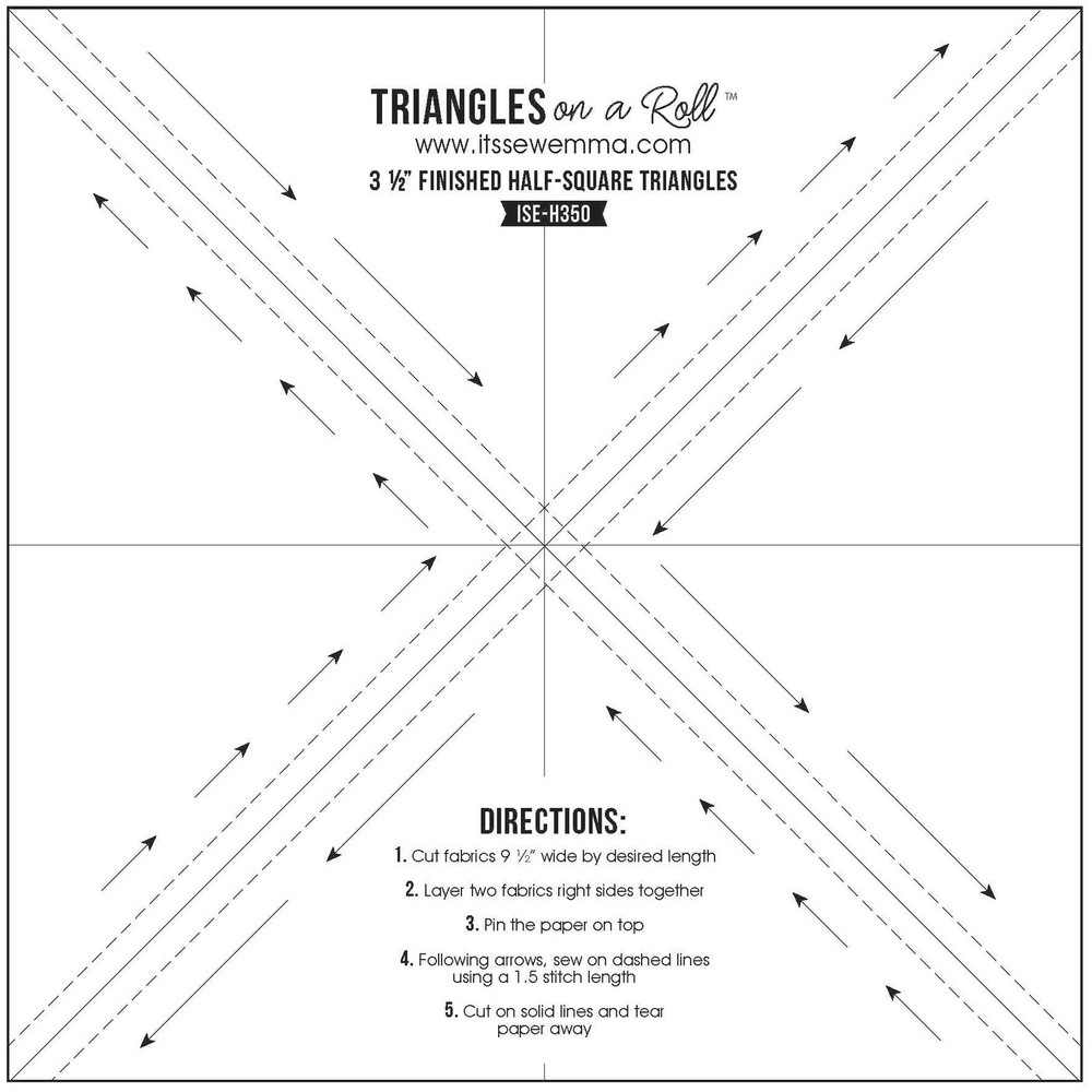 Half-Square Triangles On A Roll 50' 3.5" Finished Size