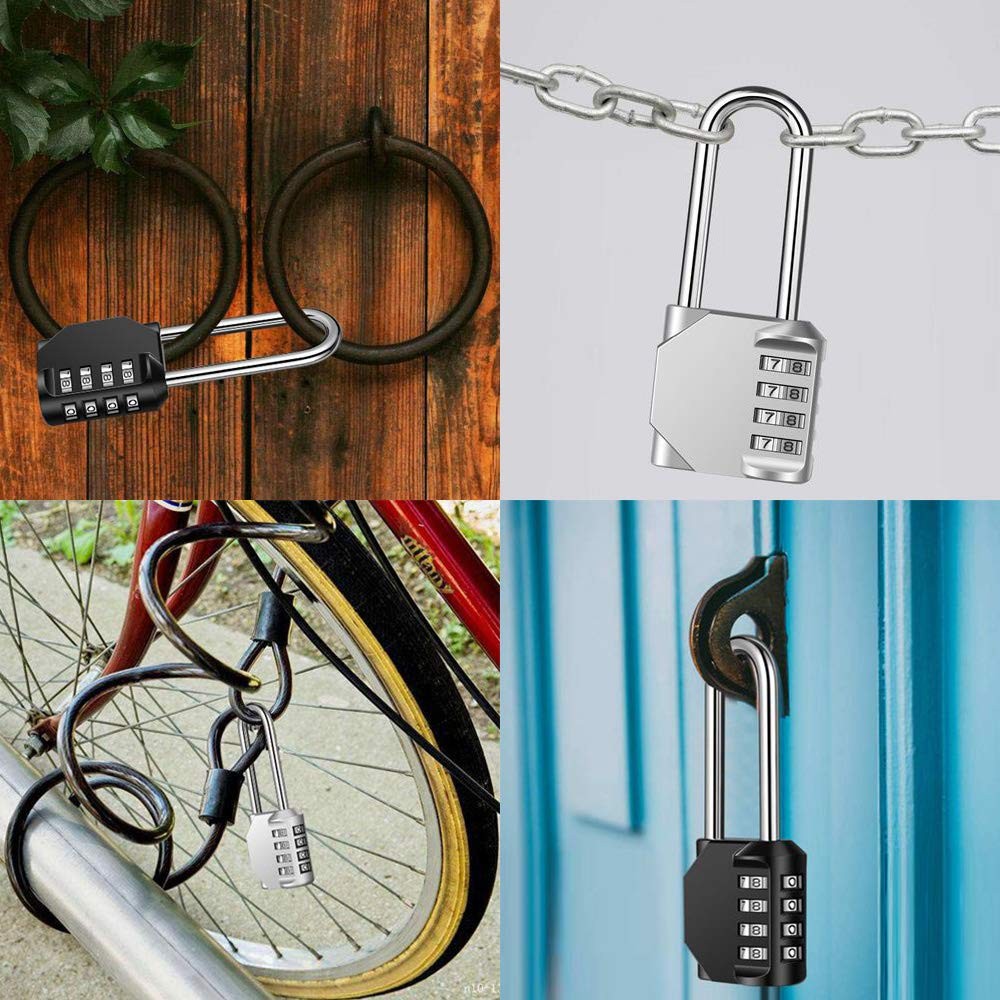 2 Pack 2.6" Shackle 4-Digit Waterproof Padlock for Locker, Gate, Toolbox, Black