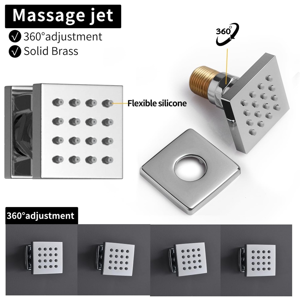 Bathroom Rainfall Shower System Wall Mount 8 Inch Shower Head With Handled Sp...