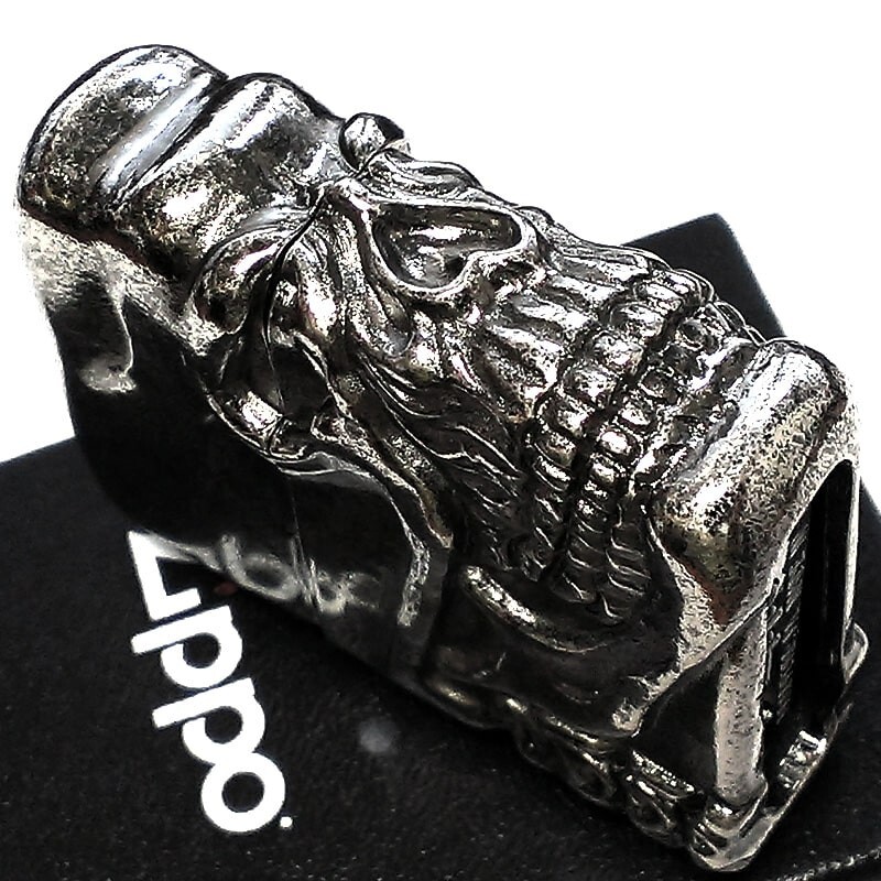 Zippo Metal Jacket Super Heavy Skull Face Black Nickel Barrel 5-Sided Processing