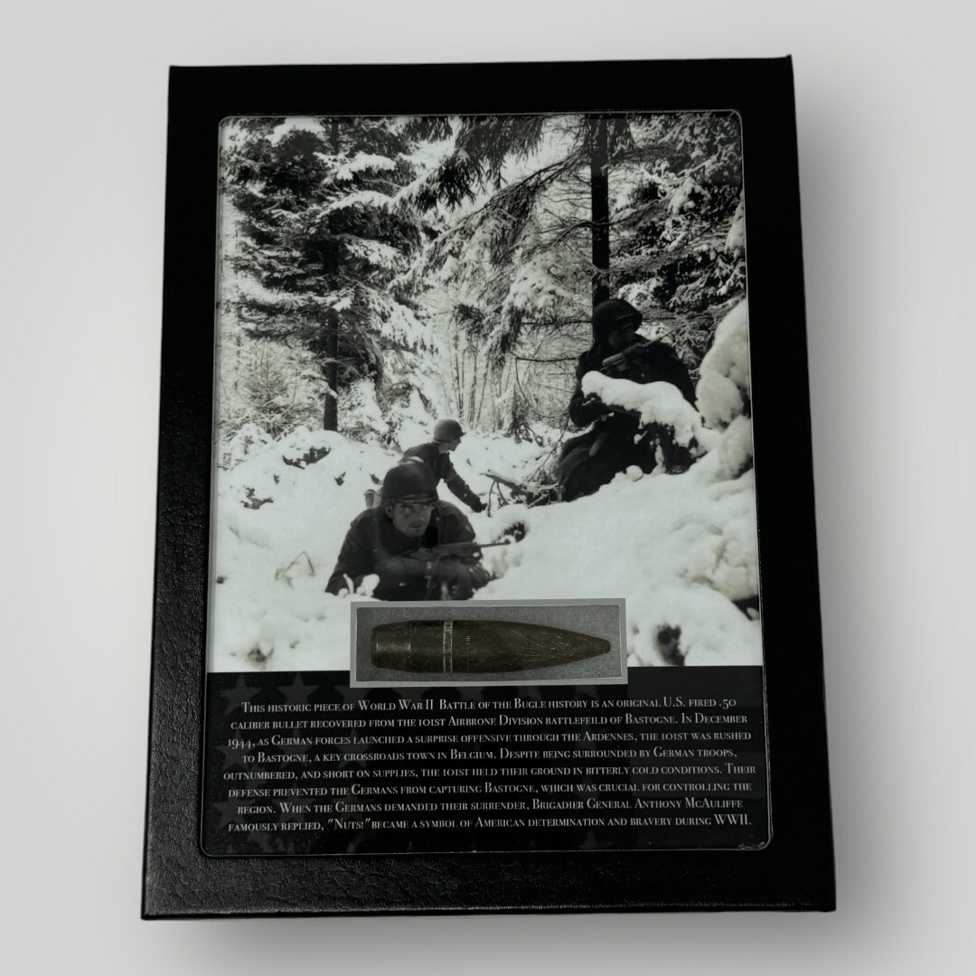 WWII Battle of the Bulge Bastogne Ardennes 1944-45 Military Gift Display COA