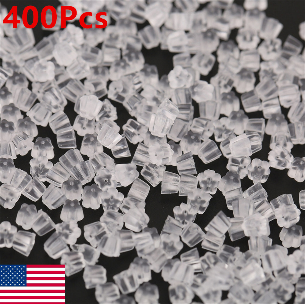 400Pcs 5x3mm Soft Rubber Earring Flower Backs Stoppers Plugs Earring Finding US