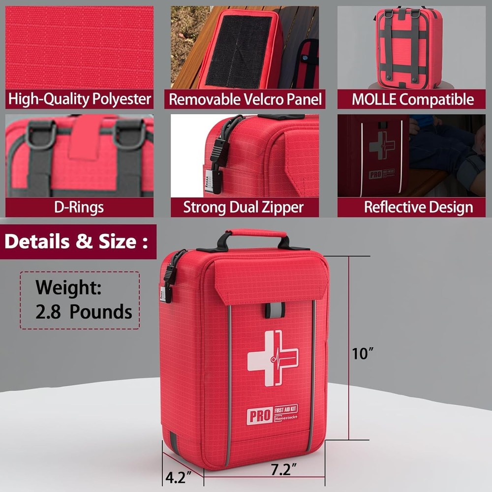 Comprehensive First Aid Kit with Labeled Compartments, Molle System