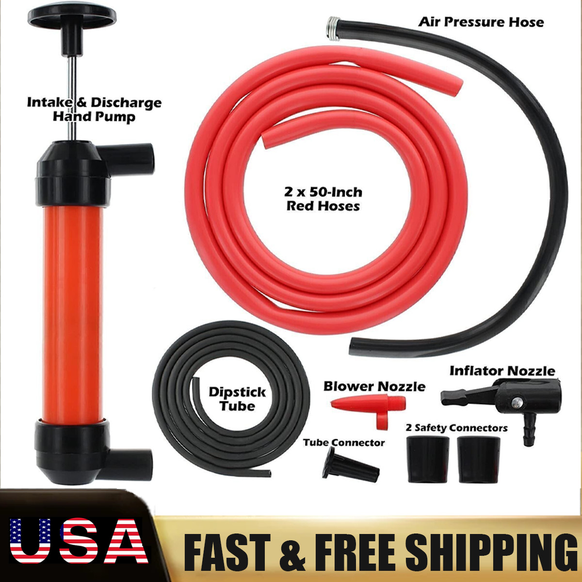 Multi-Use Liquid Transfer Siphon Hand Pump US For Fuel Diesel Oil Kerosene Water