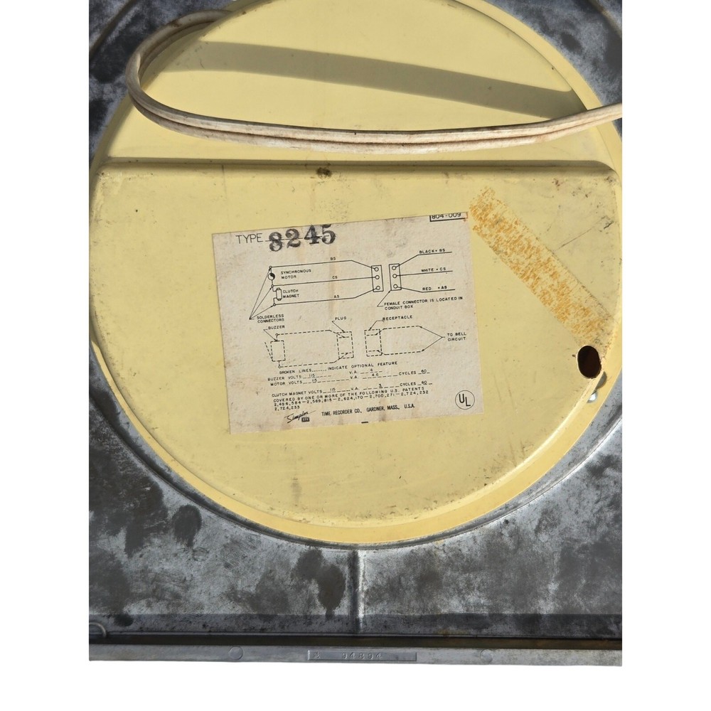 VINTAGE SIMPLEX LARGE SCHOOL INDUSTRIAL WALL CLOCK WORKING CONDITION SQUARE