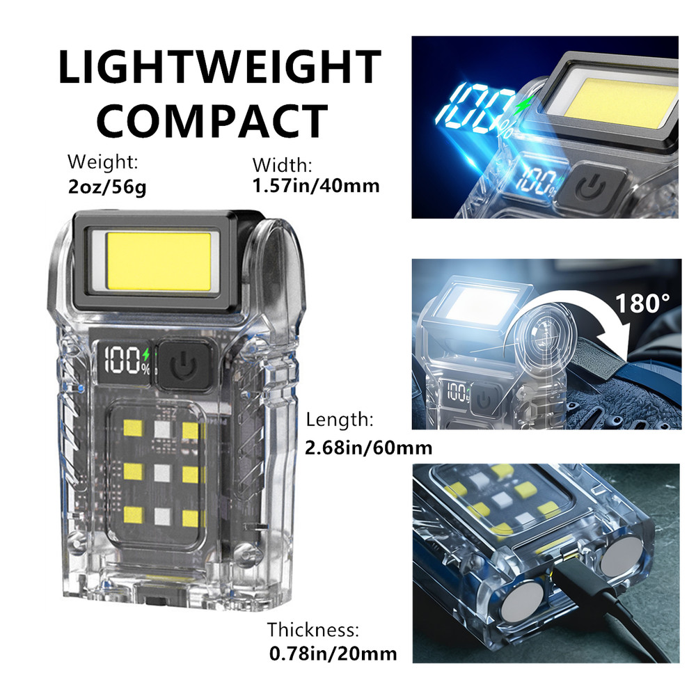 Super Bright 7 Modes Light Magnet Flashlight Pocket Torch Emergency Rechargeable