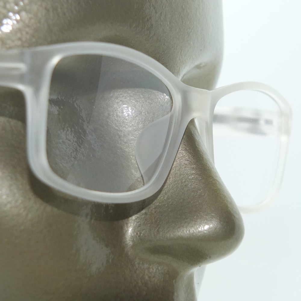 Reading Glasses Broadcaster Rectangle White Frost Frame Spring Hinge +2.00 Lens