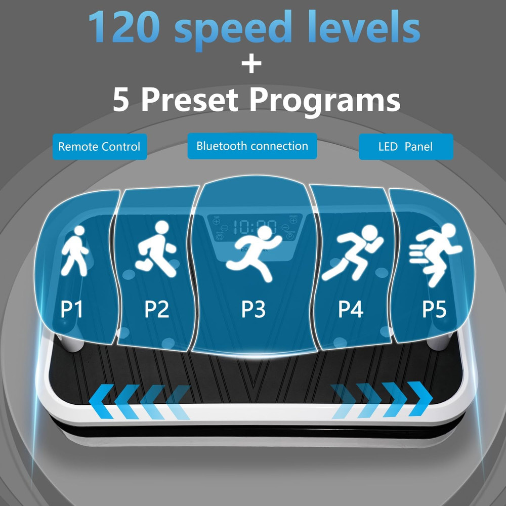 Vibration Plate Exercise Machine with Pushup Handle & Bluetooth, Full-Body Vibra