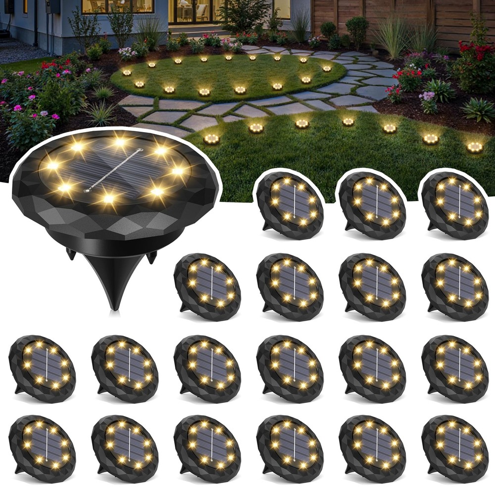 SOLPEX Mini Solar Ground Lights, 20 Pack Lights 20 Pack, Warm White