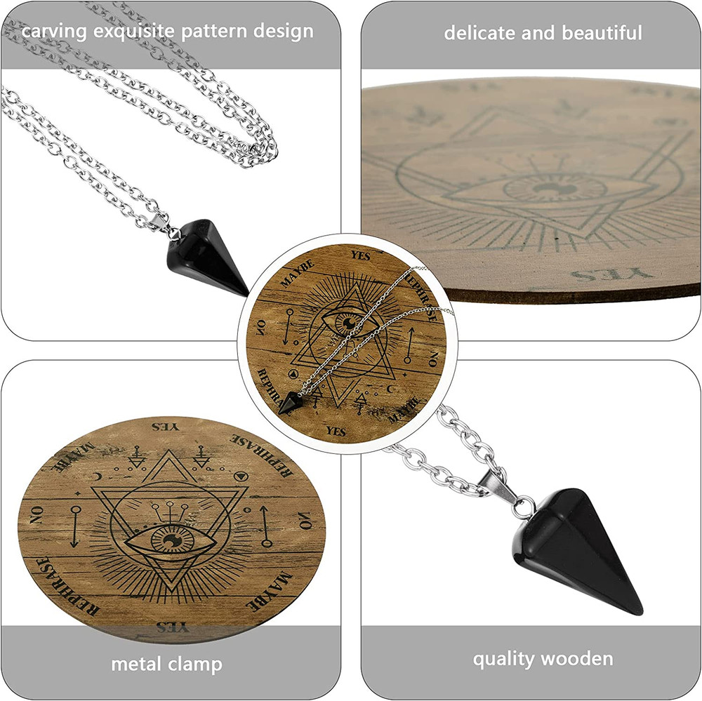 Jetec Wooden Pendulum Board Dowsing Divination Pendulum Witchcraft Altar Supplie