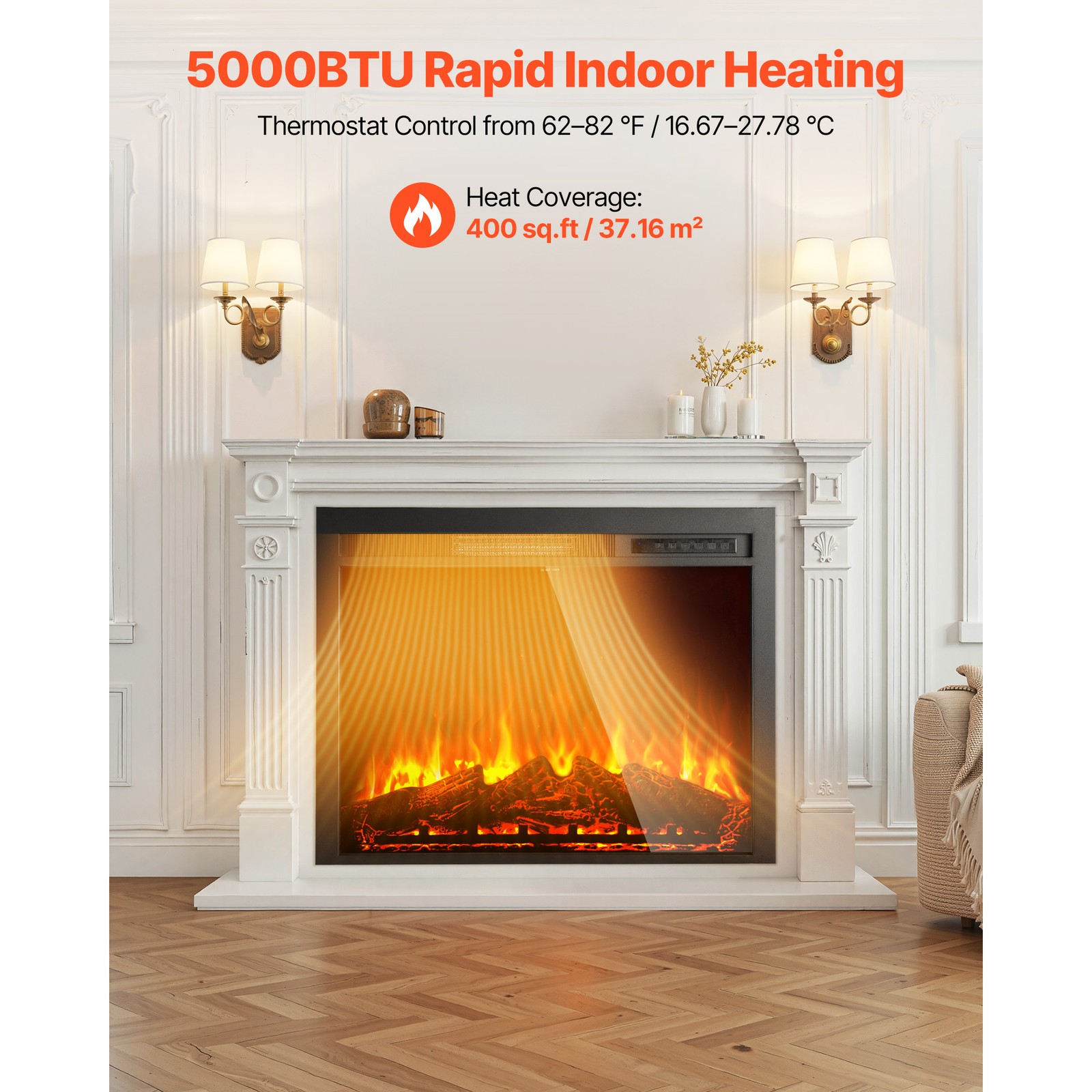 Uimoso 35in Electric Fireplace Insert Wall Mount & Remote Control, 750W/1500W