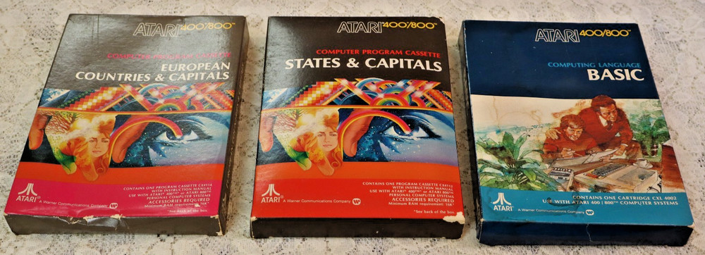 Vintage Atari BASIC Computing Language Capitals (3) Cartridges 400/800 - 1979